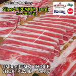 Beef belly samcan SHORTPLATE USDA US CHOICE frozen sliced FATTY >50% FAT +/- 1kg price/kg (any brand in stock)